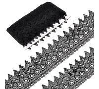 GORGECRAFT Lace Trim Venise 90mm Wide Lace Ribbon Embroidered Edge Trimmings Waved Trimming Ribbon Black Garment Curtain Accessories for Sewing Diy Crafts Wedding Applique Home Decor, 5 Yards