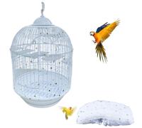 GORGECRAFT Large Birdcage Mesh Covers 150-220cm x 40cm Adjustable White Birds Cages Net Skirt with Golden Moon Star Dot Sequins Cages Enclosures Mesh for Parrot Parakeet Macaw Birdcage Accessories