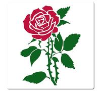 GORGECRAFT Large Rose Stencil 30 x 30cm PET Plastic Square Flower DIY Art Craft Stencils Reusable Drawing Template for Painting on Wood Wall Fabric Canvas Furniture Scrapbooking