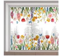 GORGECRAFT Large Tulip Window Clings Spring Colorful Flower Butterfly Static Window Decals Summer Window Sticker Double-Sided Non Adhesive Static Vinyl Film for Glass Sliding Door Home Decor 38x116cm