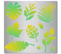 GORGECRAFT Leaf Stencils Reusable Plant Stencil Tropical Leaves Stainless Steel Metal Fall Maple Leaf Template for Painting on Wood Burning Wall Fabric Engraving Pyrography Journaling 6.3x6.3 Inch