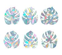 GORGECRAFT Leaf Window Clings Static Rainbow Glass Stickers Anti-Collision Alert Bird Window Decals Sun Catcher St Patrick's Day Decorations Non Adhesive Prismatic Vinyl for Prevent Birds（6PCS