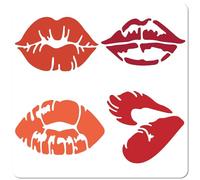 GORGECRAFT Lip Painting Stencil Plastic Kiss Lips Lipstick Mouth Makeup Reusable PET Stencils Square Templates for Drawing Painting on Wood Floor Fabric Scrapbooking Art DIY Crafts 30x30cm