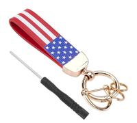GORGECRAFT lost proof D-Ring Auto Key Chain Red American USA Flag Keychain Gold Metal Keychain 360 Degree Rotatable Keyring with Zinc Alloy Ring Universal Vehicle Accessories for Men and Women