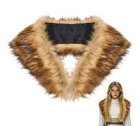 GORGECRAFT Medieval Faux Fur Collar Artificial Wool Shawl 110x19cm Camel Vintage Fur Shoulder Wrap Scarf for Women Halloween Carnival LAPR Party Warrior Witch Werewolf Cosplay Costume Accessories