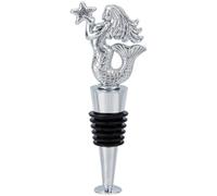 GORGECRAFT Mermaid Wine Bottle Stopper Silver Metal Silicone Reusable Sea Ocean Starfish Champagne Toppers Pump Decor Wine Saver for Holiday Housewarming Christmas Halloween Wedding Party