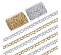 GORGECRAFT Metallic Braid Lace Trim Handmade Gold Circle Trimmings Golden Silver Ribbon Edge Love Craft for Sewing Cake Fringe Bridal Wedding Decoration, 40 Yards 9mm Gold + Silver