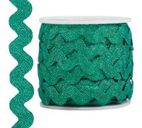 GORGECRAFT Metallic Rick Rack 16.5 Yards 0.6 Inch Ric Rac Trim Glitter Zig Zag Christmas Braided Woven Trim Wave Bending Fringe Ribbon Wavy Edge Fabric for DIY Craft Sewing Wedding Dress, Sea Green