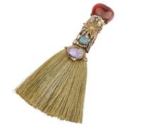 GORGECRAFT Natural Carnelian Sweeper Broom Mini Broom Halloween Display Decor Faux Amethyst Crystal Witches Broomstick Witches Accessory for Costume Cosplay Party Cleaning Bedroom Office Home