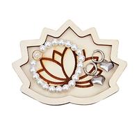GORGECRAFT Navajo White Lotus Crystal Tray Wooden Tray Holder Decorative Display Flower Trays with Scalloped Edges Platter Organizer for Wood Gemstones Storage Stones Bowl Plate Jewelry