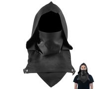 GORGECRAFT Ninja Hooded Cape Hat Black Rogue Cowl Hood Scarf Unisex Steampunk Neck Warmer Costume With Adjustable Arms Buckle Assassin Dress up Cosplay Accessory for Halloween and Outdoor