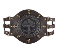 GORGECRAFT Norse Barbarian PU Leather Belt Coconut Brown Viking Wide Waist Belt Medieval Embossed Waist Armor Knight Corset Costume for Men Women Renaissance LARP Warrior Cosplay