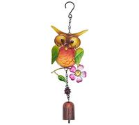 GORGECRAFT Owl Wind Bell Animal Wind Chimes Outdoor Best Metal Musical Wind Chimes Spray Painted Iron Small Wind Bells Handmade Glass Pendants for Patio And Terrace Home Decoration