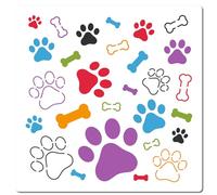 GORGECRAFT Paw Painting Stencils 30x30cm Large Reusable Square Plastic Template Assorted Size Dog Trail Paw Print Bone Pattern Drawing Stencils Sign for DIY Crafts Scrapbooks Wood Wall Home Decor