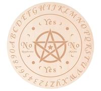 GORGECRAFT Pendulum Board Wood 25cm Star Pattern Wooden Divination Metaphysics Message Planchette Board Wood Carving Witchcraft Altar Coaster Flat Round for Wicca Meditation