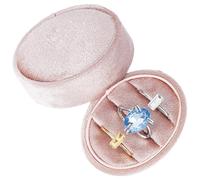 GORGECRAFT Pink Velvet Ring Box Oval 3 Slots Three Rings Vintage Premium Jewelry Storage Display Organizer Holder Case Gift Boxes for Proposal Engagement Wedding Ceremony Christmas