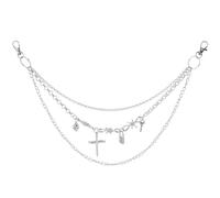 GORGECRAFT Punk Pant Chains Cross Key Lock Skull Charm Trousers Jeans Wallet Chain Biker Keychain Hip Hop Silver Metal 3 Layer Jewelry Gothic Rock Emo Accessories for Clothes Decoration Men Women