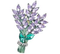 GORGECRAFT Purple Lavender Flower Brooch Alloy Rhinestone Lapel Pins Vintage Wedding Bridal Crystal Jewelry Brooch Pin Clothing Accessories for Coat Sweater Scarf Hat Backpacks Christmas Valentines