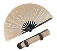 GORGECRAFT Rave Hand Fan Foldable Glitter Folding Handheld Fan Large Plastic Bamboo Holding Fan for Men Women Festivals Carnival Club Party Dancing Summer Rave Outfits Accessories