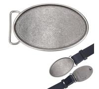 GORGECRAFT Replacement Belt Buckle Western Vintage Oval Blank Plain Metal Alloy Fastener Decorative Buckle Snap Fits 40mm Belt Strap for Cowboy Men Women Antique Silver