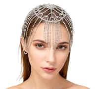 GORGECRAFT Rhinestone Caps Headpieces Vintage Crystal Beaded Head Chain Jewelry Roaring Wedding Bridal Flapper Bling Headband 1920s Gatsby Hair Accessories for Women Party Prom Costume Platinum