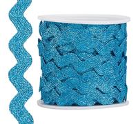 GORGECRAFT Rick Rack 16.5 Yards Metallic Ric Rac Trim 0.6 Inch Glitter Zig Zag Christmas Wave Bending Fringe Ribbon Wavy Edge Fabric for Sewing Wedding Dress Gift Wrapping, Deep Sky Blue