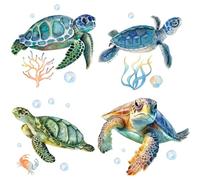 GORGECRAFT Sea Turtle Window Stickers Waterproof Ocean Animal Window Decals PVC Alert Film Bathroom Kitchen Sliding Door Glass Anti-Collision Clings for Prevent Stop Birds Dogs Pets Strikes Home Decor