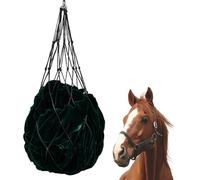 GORGECRAFT Slow Feed Hay Net 40" Length Black Rope Hanging Horse Slow Feed Hay Bag Adjustable Portable Woven Mesh Supplies Travel Feeder Nets Hay Bags with 2" Holes for Horses Goat Sheep Stall