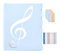 GORGECRAFT Song Folder Blue Plastic Music Sheet File Clef Paper Rectangle Allow Annotations Storage Documents Holder Folders with Self-Adhesive Stickers for Music Note Page Organizers