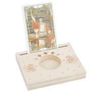 GORGECRAFT Tarot Card Candle Holder 10 x 8cm Wood Carved Moon Flower Star Pattern Tea Light Divination Cards Display Stand for Witch Wiccan Altar Decor Reading Case Accessories