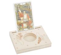 GORGECRAFT Tarot Card Display Holder 10 x 8cm Wood Carved Flower Leaves Hand Pattern Tea Light Candle Divination Cards Stands for Witch Wiccan Altar Decoration Reading Case Supplies