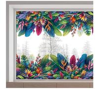 GORGECRAFT Tropical Leaves Window Stickers Large Summer Colorful Big Leaf Flowers Plant Glass Window Decals Decoration Double-Side Alert Cling for Sliding Door Prevent Stop Birds Dogs Pets Strikes