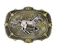 GORGECRAFT Turquoise Stone Buttons 87 × 62mm Belt Buckles For Men American Western Cowboy Indian Elements Vintage Turquoise Belt Buckle Rectangular With Flower For Belt Antique Silver Color, Horse 1