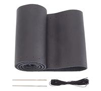 GORGECRAFT Universal Car Steering Wheel Cover Lace Up Genuine Leather Sew on Steering Wheel Stitch on Wrap 15 Inch Auto Interior Accessories Protector with Needle for Men Women(Black)