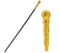GORGECRAFT Victorian Cane Prop Halloween Cosplay Vintage Walking Stick 146.6cm Antique Plastic Punk Scepter Costume Prop with Golden Top Knob Pretend Play Royalty Wand for Themed Events Stage Shows