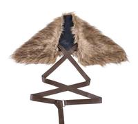 GORGECRAFT Viking Faux Fur Cape Shawl Camel Medieval Artificial Wool Mantle Shoulder Wrap Collar Warrior King Renaissance LARP Cosplay Cloak Costume with Leather Belts for Men Women Halloween parties