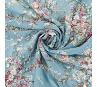 GORGECRAFT Vintage Eyelets Chiffon Fabric 1.3x 0.91m Metallic Embroidered Drape Floral Printing Lace Fabric Embroidery Jacquard Applique Ribbons for Sewing Wedding Bridal DIY Crafts Light Blue
