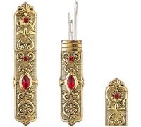 GORGECRAFT Vintage Rhinestone Needle Storage Case Antique Needles Tubes Toothpick Keeper Holder Antique Golden Box Container Portable Sewing Supplies Tools for Embroidery Cross Stitch Hand Crafts