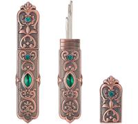 GORGECRAFT Vintage Rhinestone Needle Storage Case Antique Needles Tubes Toothpick Keeper Holder Red Copper Box Container Portable Sewing Supplies Tools for Embroidery Cross Stitch Hand Crafts