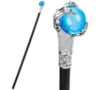 GORGECRAFT Vintage Walking Stick Antique Cane Plastic Halloween Party Cosplay Scepter Gold Eagle Claw Blue Ball Costume Cane Grasping King Wand Handle Knob Punk Prop for Themed Events Stage Shows