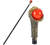 GORGECRAFT Vintage Walking Stick Antique Cane Plastic Halloween Party Cosplay Scepter Gold Eagle Claw Red Ball Costume Cane Grasping King Wand Handle Knob Punk Prop for Themed Events Stage Shows