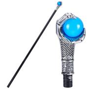 GORGECRAFT Vintage Walking Stick Antique Cane Plastic Halloween Party Cosplay Scepter Silver Eagle Claw Blue Ball Grasping King Wand Costume Cane Handle Knob Punk Prop for Themed Events Stage Shows