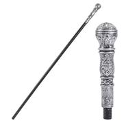 GORGECRAFT Vintage Walking Stick Antique Victorian Cane 146.6cm Long Pretend Play Scepter Costume Cane Plastic Punk Prop with Silver Copper Color Top Knob Cosplay Prop for Halloween Themed Events