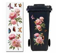 GORGECRAFT Wheelie Bin Decals Pink Blossom Flower Wall Stickers Peel and Stick 25 x 72cm PVC Waterproof Adhesive Trash Can Large Wraps for Dustbin Driveway Garden Outdoor Indoor Street Patio Decor