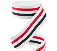 GORGECRAFT White Black Red Striped Elastic Band 4.3m x 40mm Nylon Woven Strap Flat Stretchy Nylon Webbing Stripe Pattern Stretchable Fabric Ribbon for DIY Sewing Craft Waistband Headband Garments