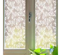 GORGECRAFT White Lace Butterfly Window Film Decorative Window Clings Privacy Glass Decals 43x100cm Removable Static Stickers PVC Film for Home Kitchen Office Bathroom Sliding Glass Door Decorations