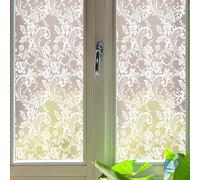 GORGECRAFT White Lace Window Film Privacy Clings Decorative Static Window Stickers 43x100cm Flower Leaf Vine Pattern Glass Decals Removable PVC Film for Home Kitchen Office Bathroom Decorations