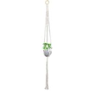 GORGECRAFT White Macrame Plant Hanger 1M Cotton Rope Boho Farmhouse Rustic Flower Planter Tassels Long Hanging Basket Stand Holder with Wood Ring for Indoor Outdoor Home Decorations