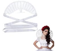 GORGECRAFT Women's Lace Victorian Collar Baroque Gothic Lace Stand Up Collar With Tie Straps White Queen Standing Halloween Vampire Costume Accessory for Cosplay Masquerade Carnival Parties