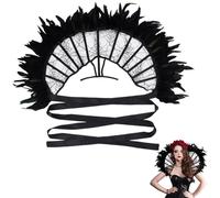 GORGECRAFT Women's Lace Victorian Collar Stand Up Feather Gothic Stand Up Collar Baroque Queen with Tie Straps Black Halloween Vampire Costume Accessory for Masquerade Carnival Themed parties